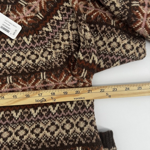 Soft Surroundings Sweater Womens XL Brown Fair Isle Alpaca Blend Crewneck Tunic - Picture 6 of 15